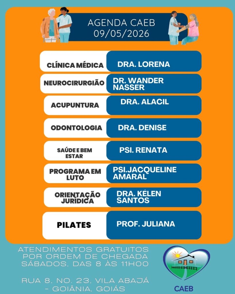 Programação CAEB dia 09 de Maio - Atendimentos gratuitos