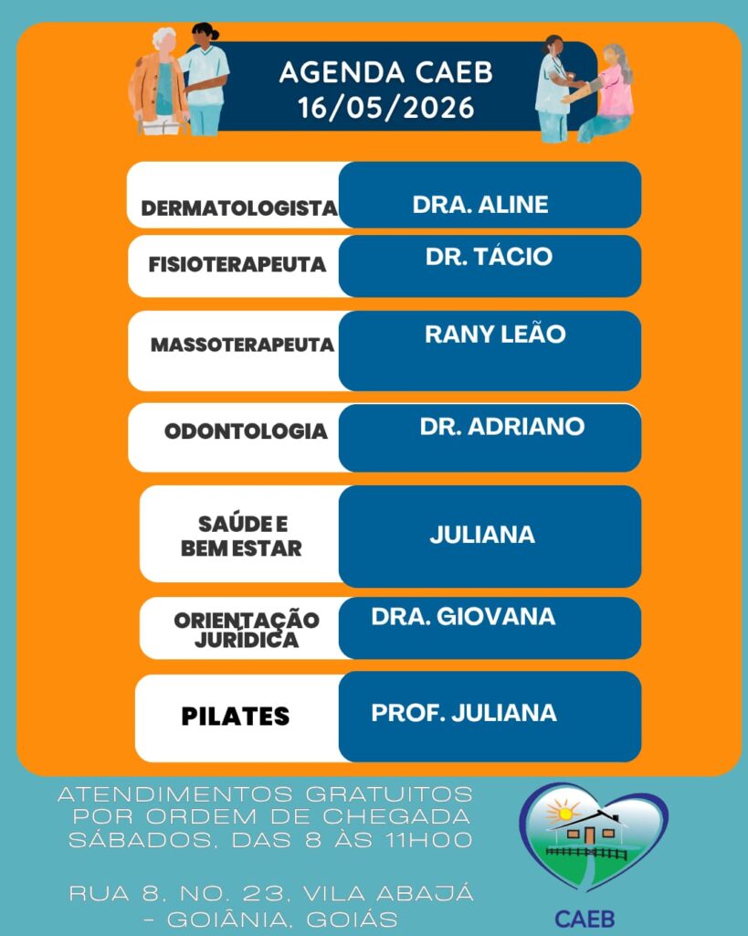 CAEB 16 de maio, atendimento gratuito fisioterapia, dermatologia, massoterapia, odontologia e pilates