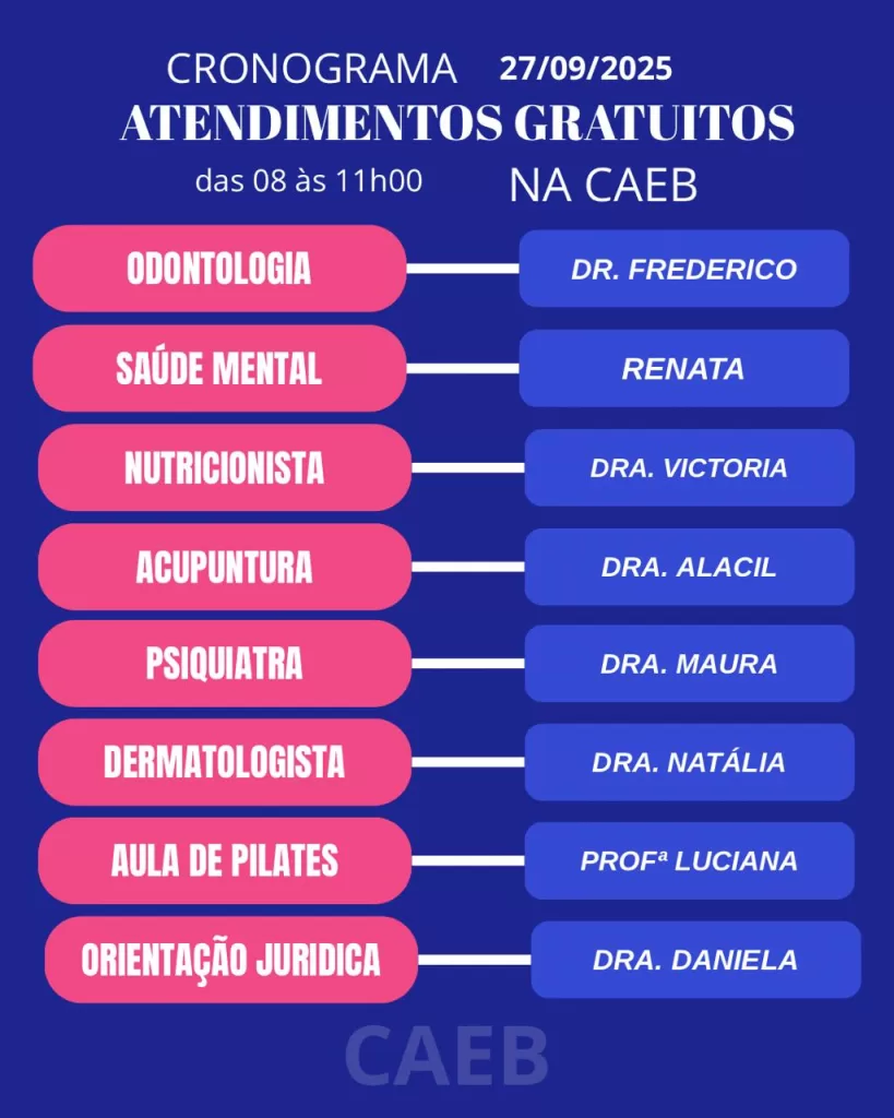Programação CAEB 27 de agosto