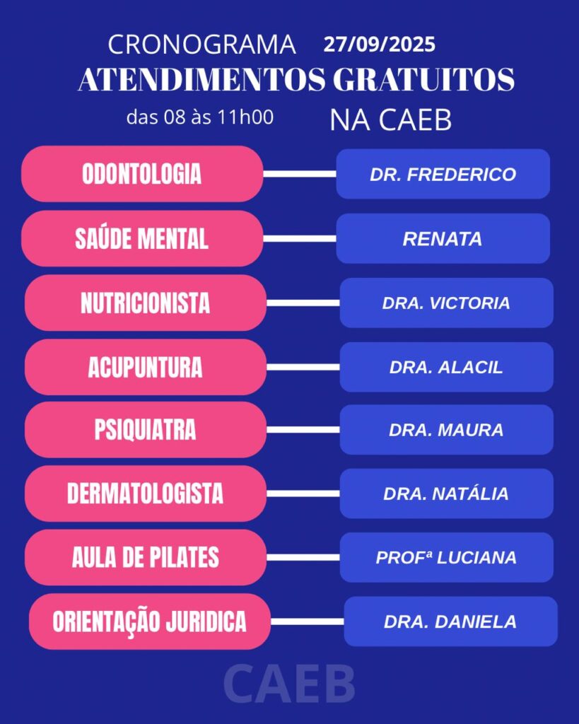 Programação CAEB 27 de agosto