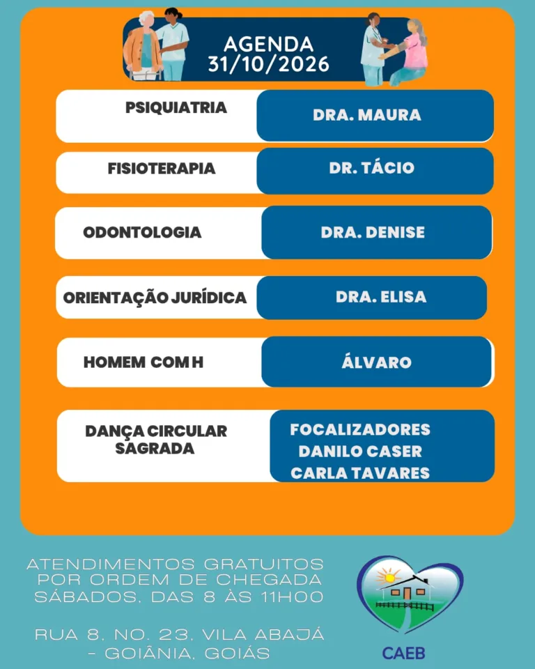 PROGRAMAÇÃO DE ATENDIMENTOS GRATUITOS CAEB DIA 31-10-26
