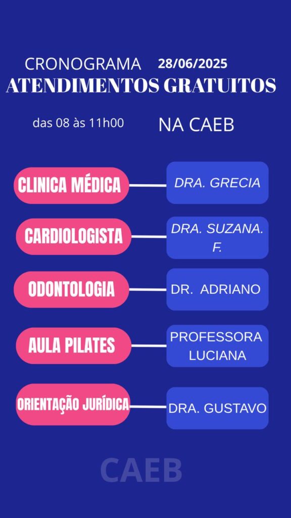 Programação CAEB 28 de junho 2025